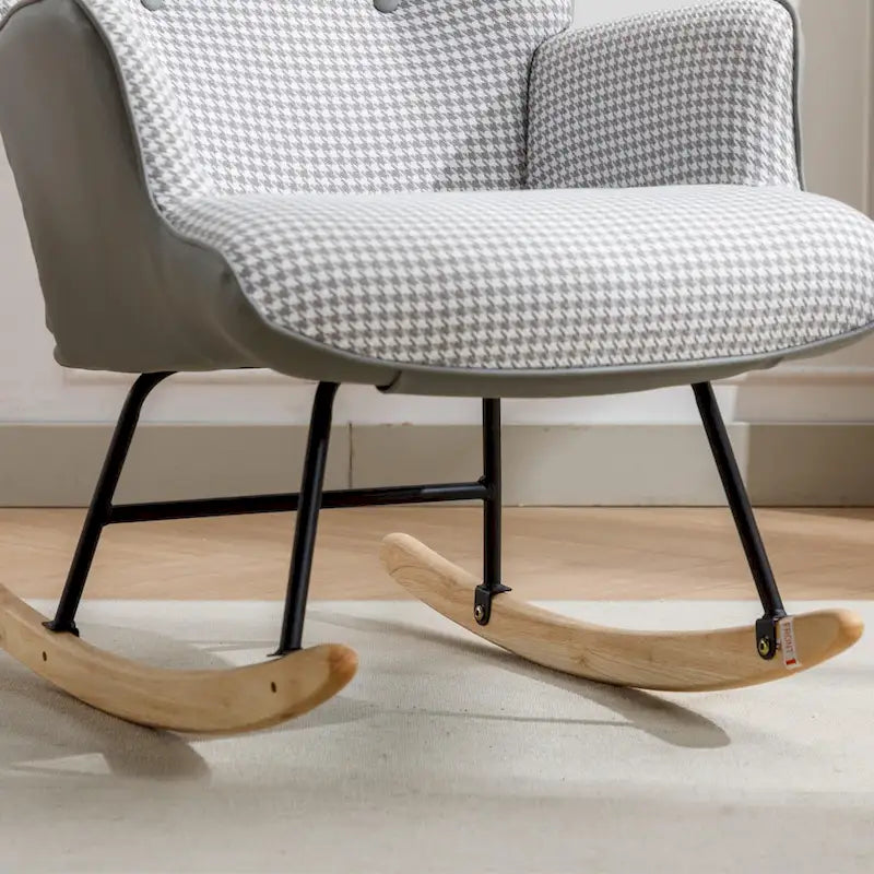 Fauteuil à bascule, Tissu doux pied-de-poule Fauteuil à bascule en cuir