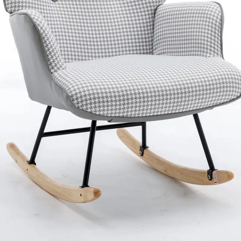 Fauteuil à bascule, Tissu doux pied-de-poule Fauteuil à bascule en cuir