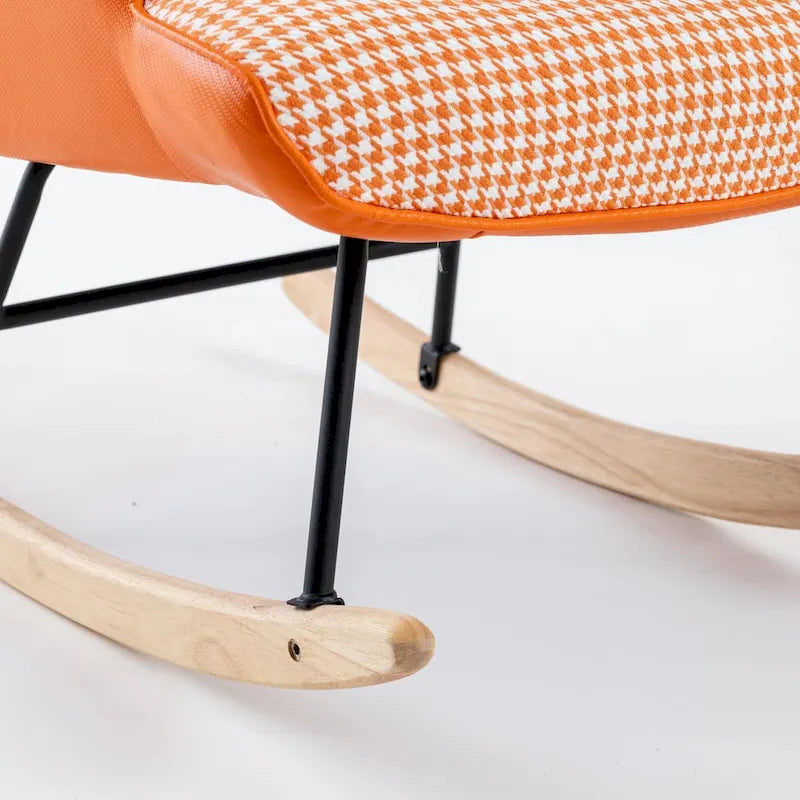 Fauteuil à bascule, Tissu doux pied-de-poule Fauteuil à bascule en cuir