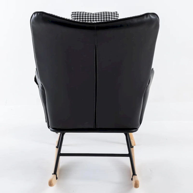 Fauteuil à bascule, Tissu doux pied-de-poule Fauteuil à bascule en cuir