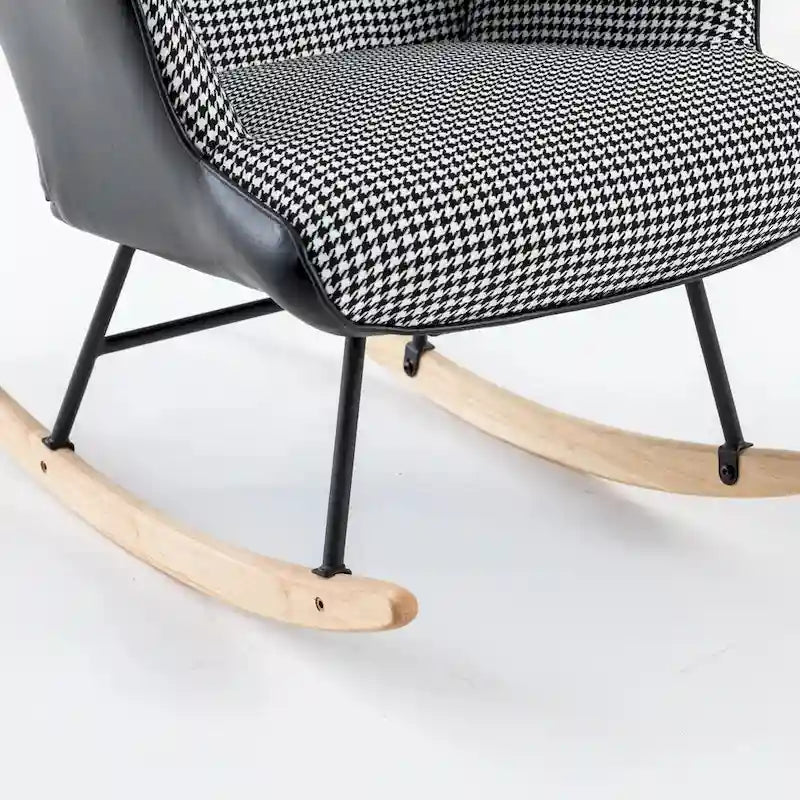 Fauteuil à bascule, Tissu doux pied-de-poule Fauteuil à bascule en cuir