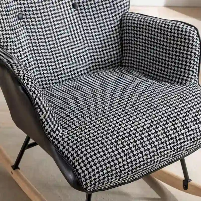 Fauteuil à bascule, Tissu doux pied-de-poule Fauteuil à bascule en cuir