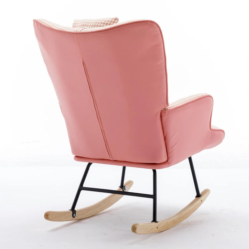 Fauteuil à bascule, Tissu doux pied-de-poule Fauteuil à bascule en cuir