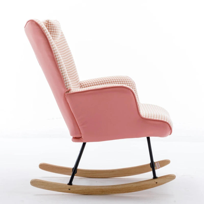 Fauteuil à bascule, Tissu doux pied-de-poule Fauteuil à bascule en cuir