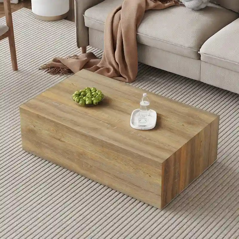 Table basse moderne en MDF, motifs texture couleur bois clair