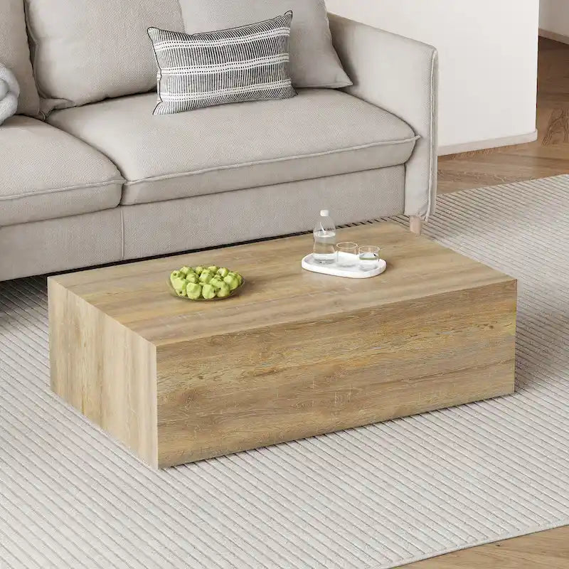 Table basse moderne en MDF, motifs texture couleur bois clair