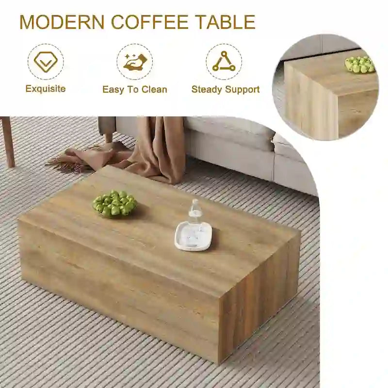 Table basse moderne en MDF, motifs texture couleur bois clair
