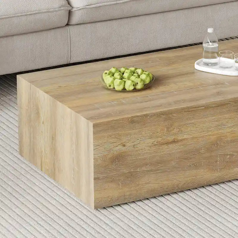 Table basse moderne en MDF, motifs texture couleur bois clair