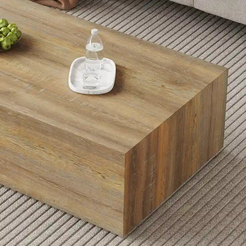Table basse moderne en MDF, motifs texture couleur bois clair