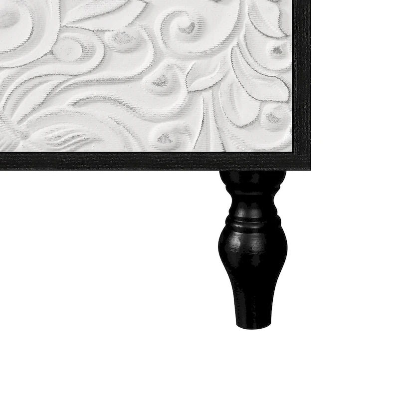 Armoire Bahut Buffet Fleur de Lys Sculptée Grande Armoire de Rangement Porte Latérale