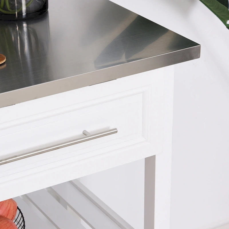 Îlot de cuisine avec plateau en acier inoxydable