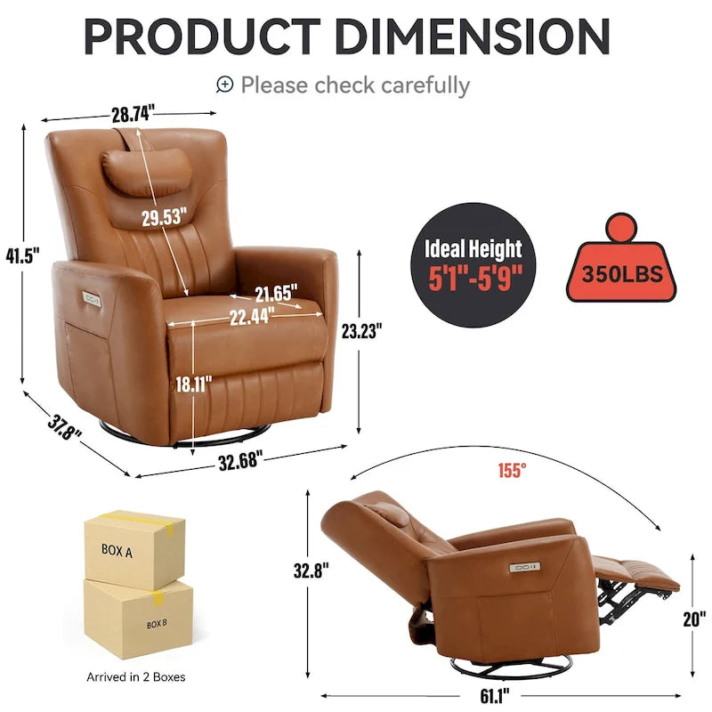 Fauteuil inclinable électrique pivotant et à bascule