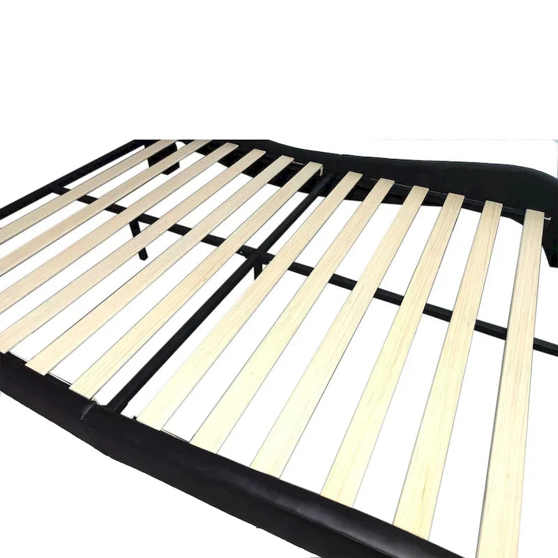 Lit plateforme rembourré en similicuir avec éclairage LED et sommier à lattes en bois