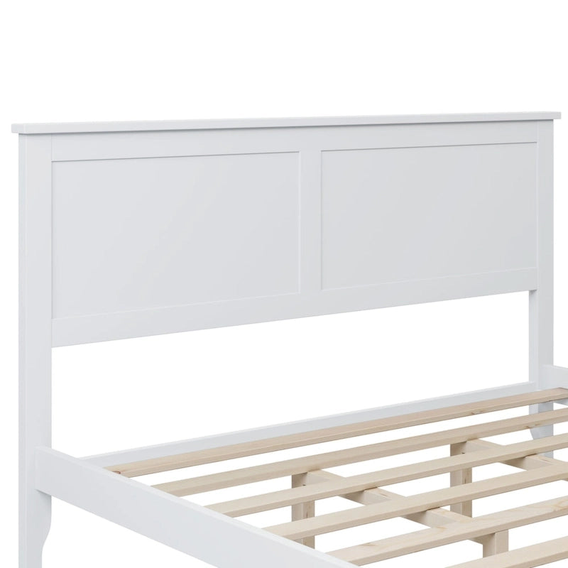 Lit plateforme moderne en bois massif blanc de taille Queen