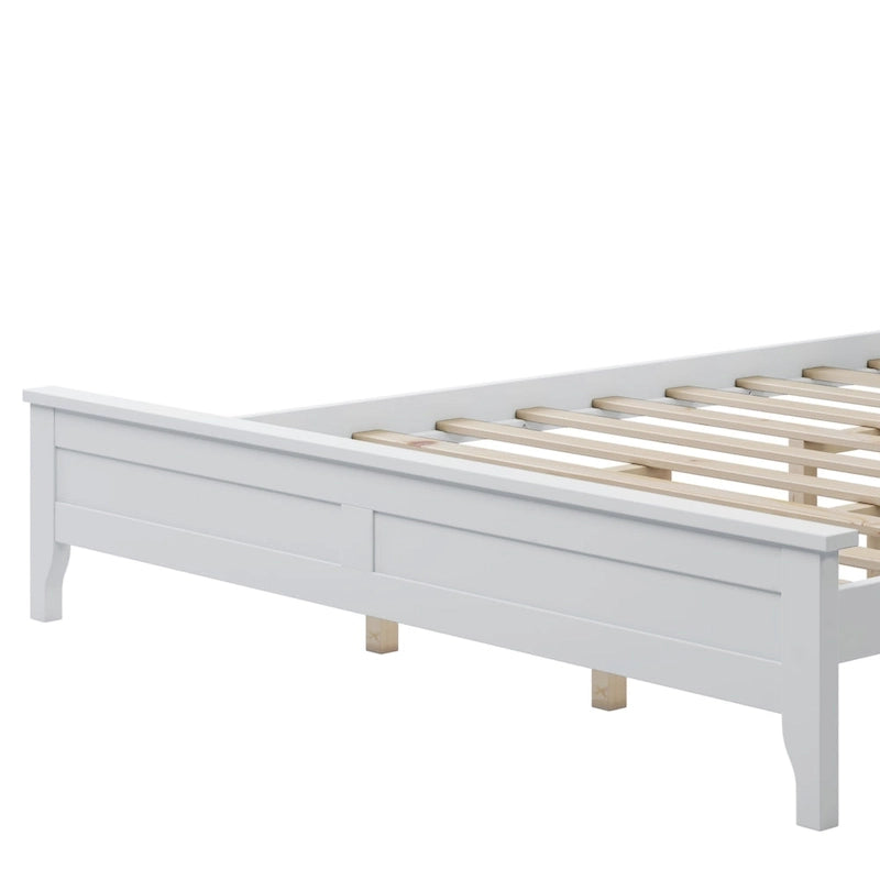 Lit plateforme moderne en bois massif blanc de taille Queen