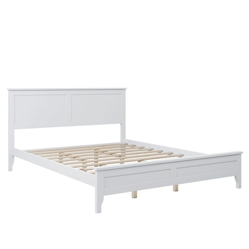 Lit plateforme moderne en bois massif blanc de taille Queen