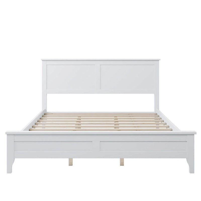 Lit plateforme moderne en bois massif blanc de taille Queen