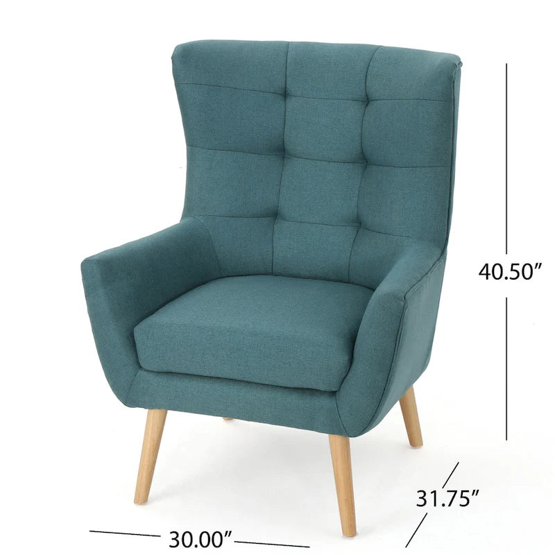 Fauteuil à oreilles haut de dossier sarcelle