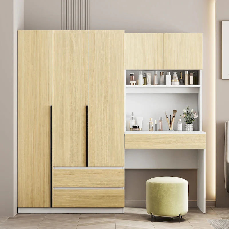 Armoire de rangement de bureau 3 portes en bois pour chambre à coucher