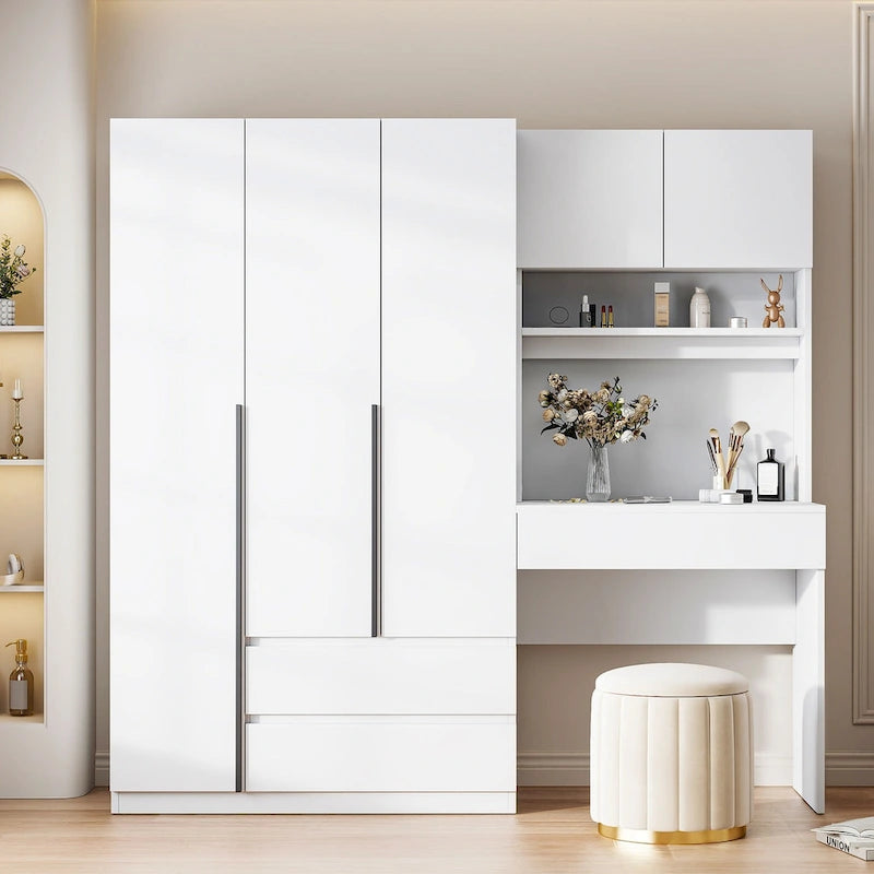 Armoire de rangement de bureau 3 portes en bois pour chambre à coucher