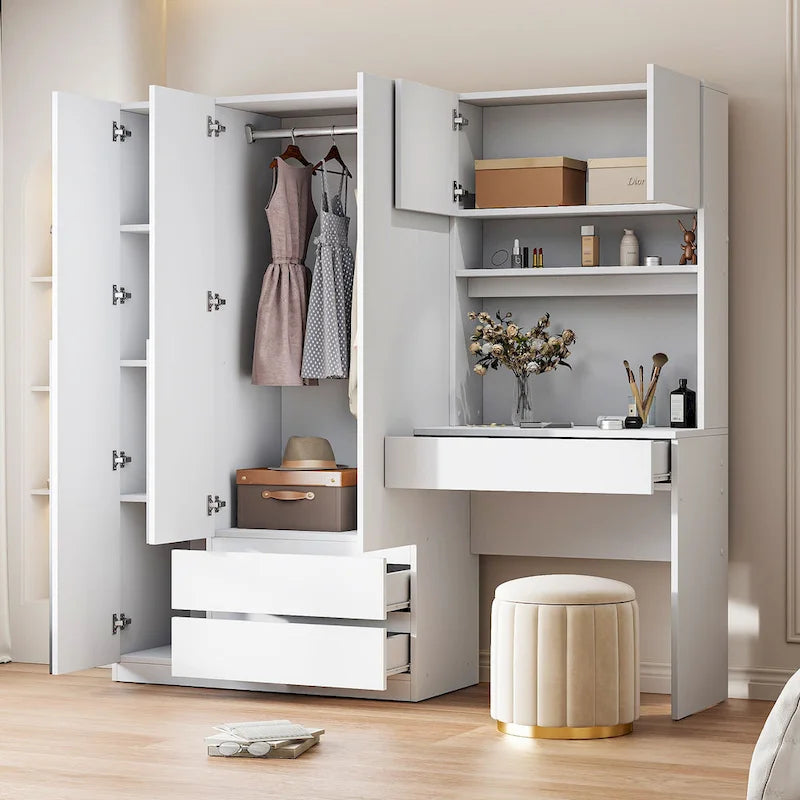 Armoire de rangement de bureau 3 portes en bois pour chambre à coucher