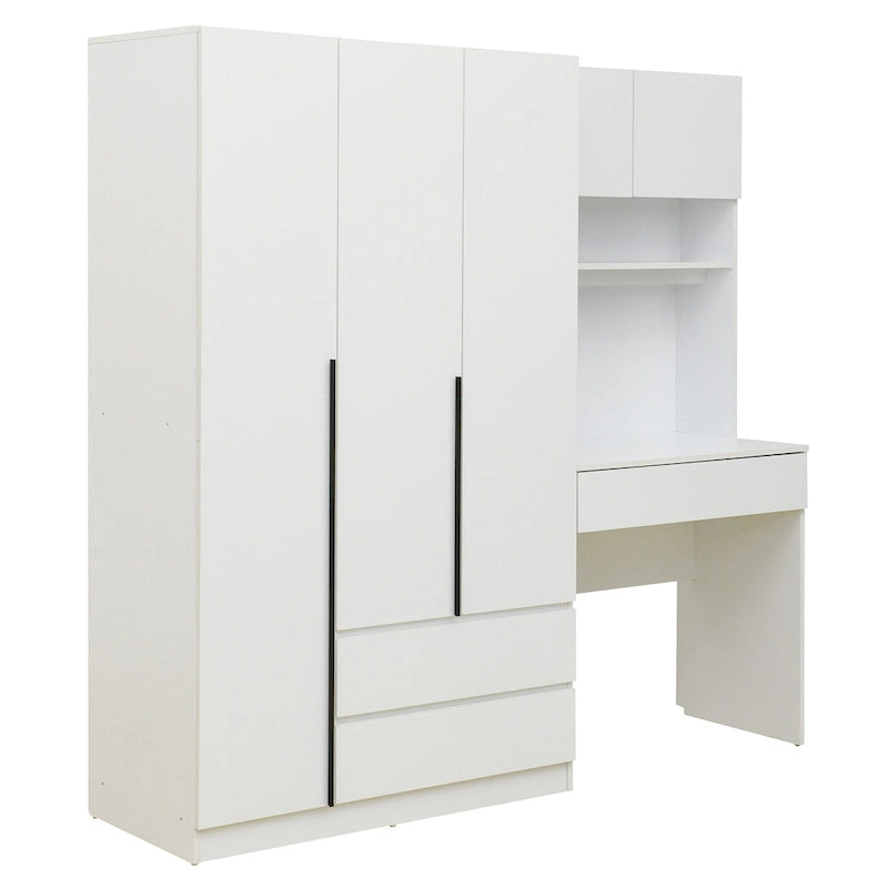 Armoire de rangement de bureau 3 portes en bois pour chambre à coucher