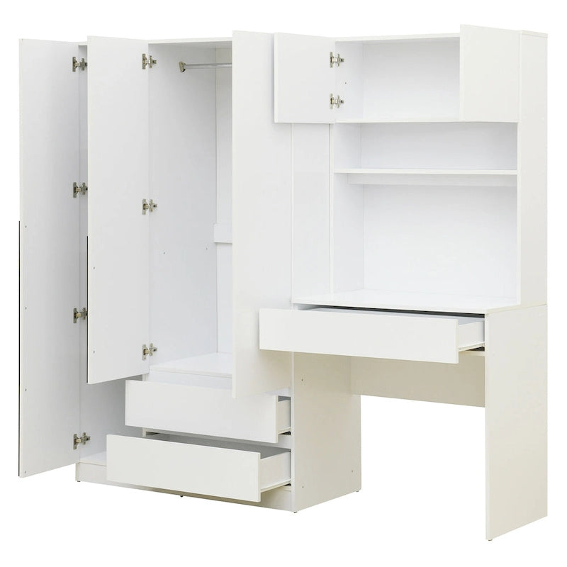 Armoire de rangement de bureau 3 portes en bois pour chambre à coucher