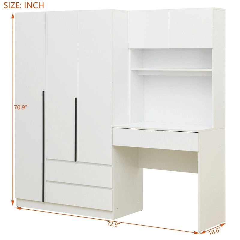 Armoire de rangement de bureau 3 portes en bois pour chambre à coucher
