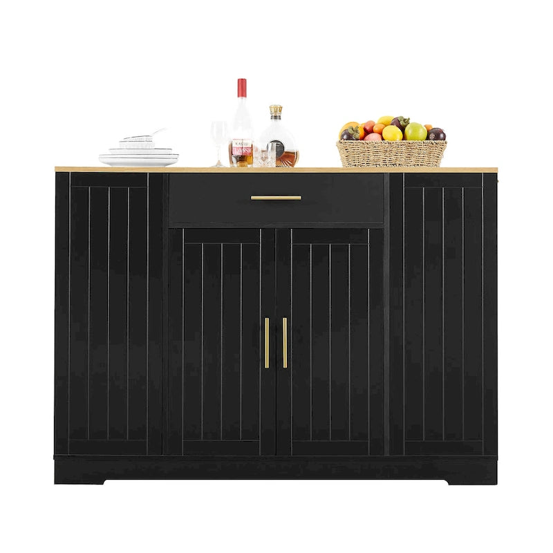 Îlot de cuisine avec support de poubelle basculant, Table d'îlot mobile