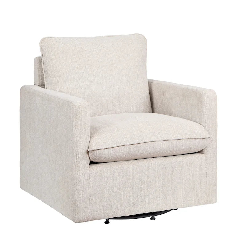 Fauteuil pivotant de transition en lin avec coussin de dossier