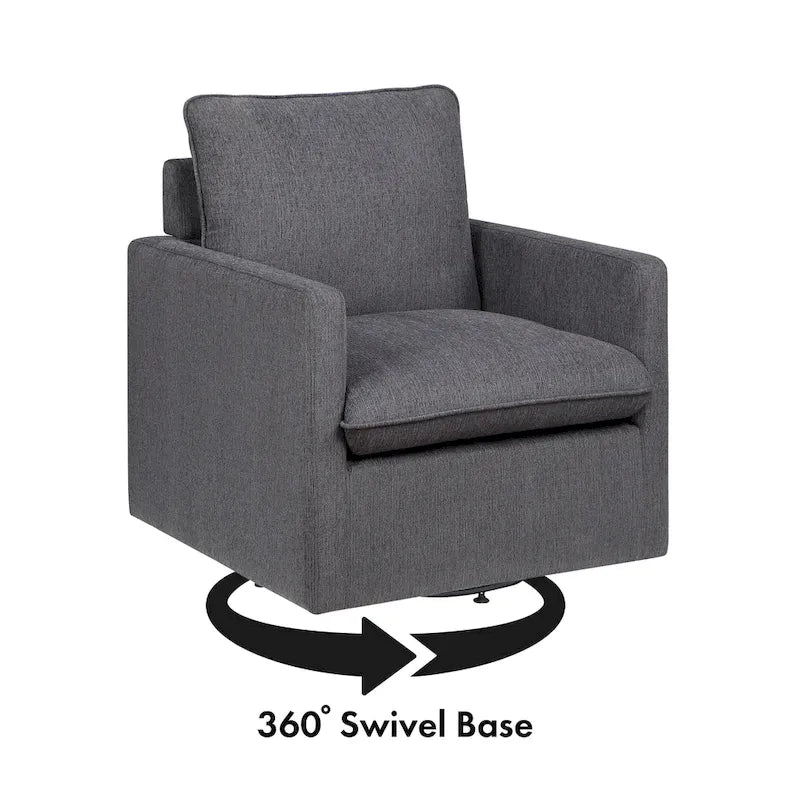 Fauteuil pivotant de transition en lin avec coussin de dossier