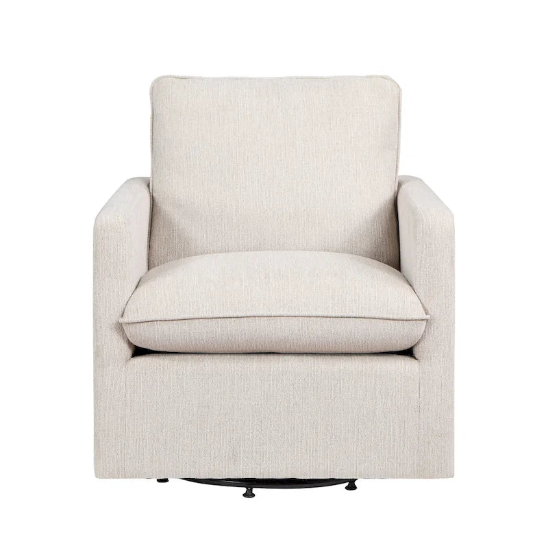 Fauteuil pivotant de transition en lin avec coussin de dossier