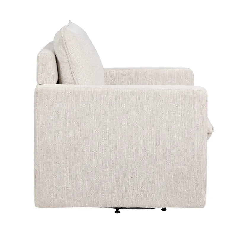 Fauteuil pivotant de transition en lin avec coussin de dossier