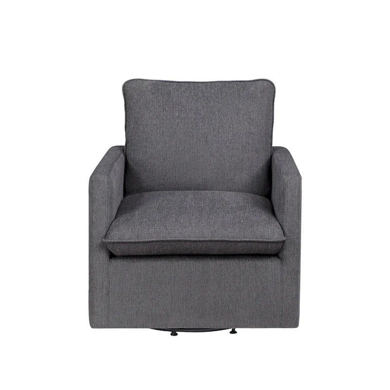 Fauteuil pivotant de transition en lin avec coussin de dossier