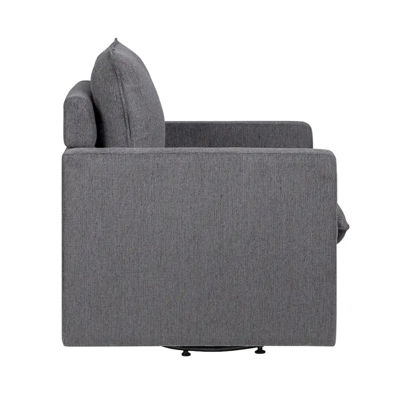 Fauteuil pivotant de transition en lin avec coussin de dossier