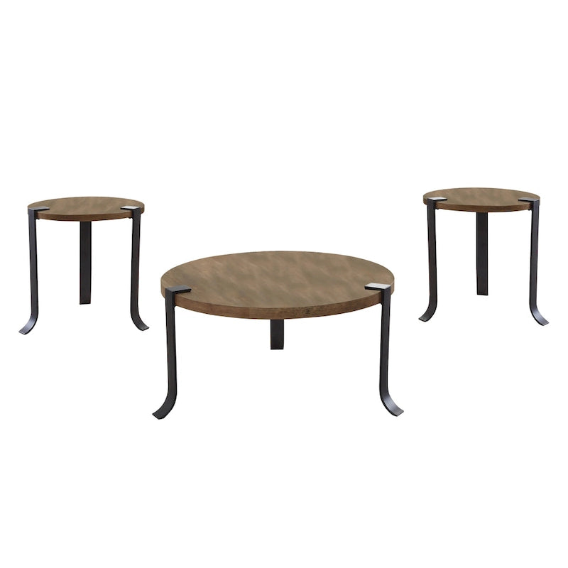 Table basse et tables d'appoint rondes en acier