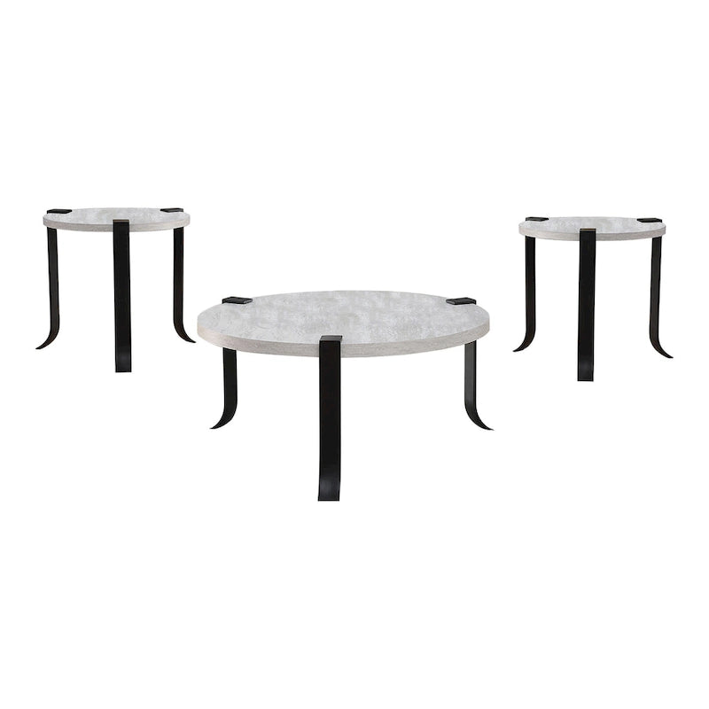 Table basse et tables d'appoint rondes en acier