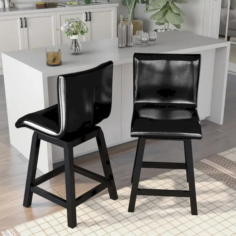 Chaises de comptoir contemporaines noires pivotantes