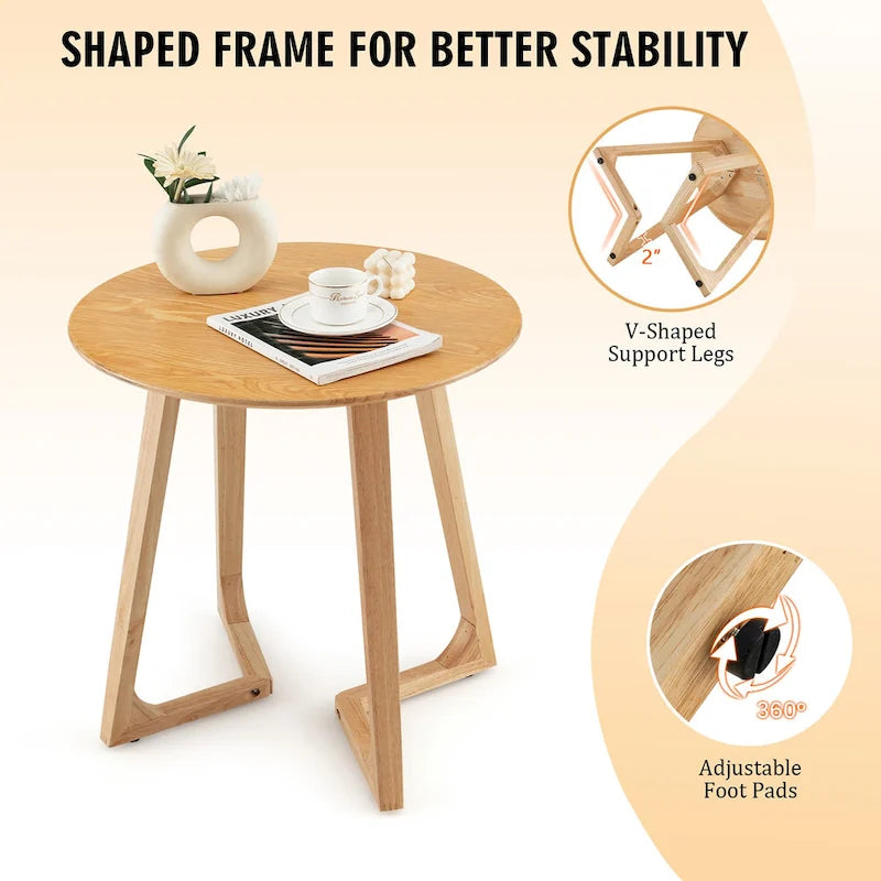 Table d'appoint ronde en bois d'hévéa massif
