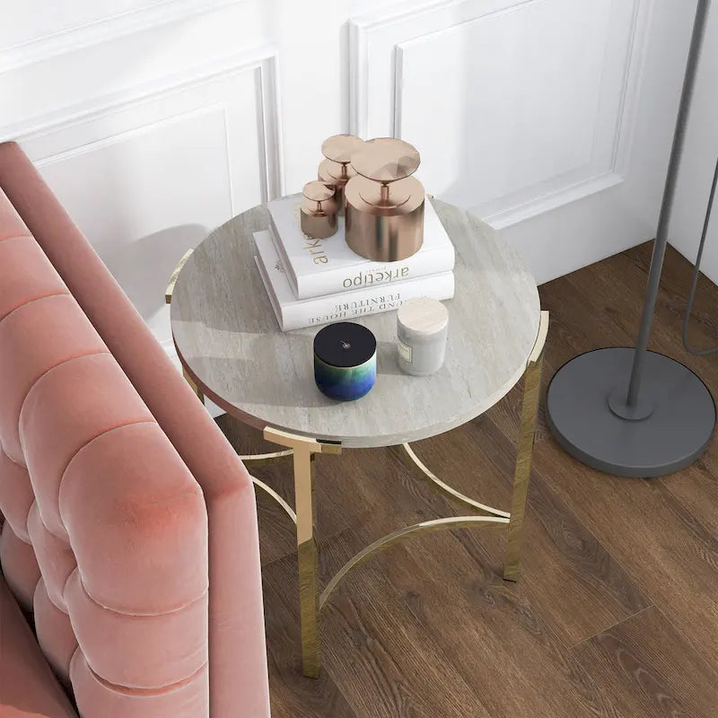 Table d'appoint aspect marbre