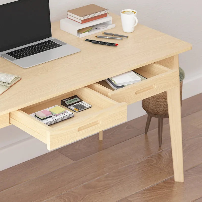 Bureau d'ordinateur en bois beige