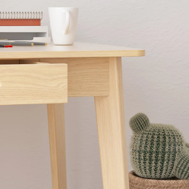 Bureau d'ordinateur en bois beige