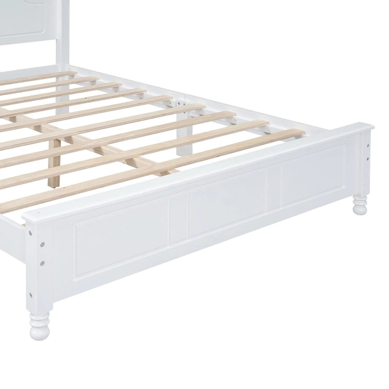 Cadre de lit plateforme en bois pleine grandeur, lit plateforme de style rétro