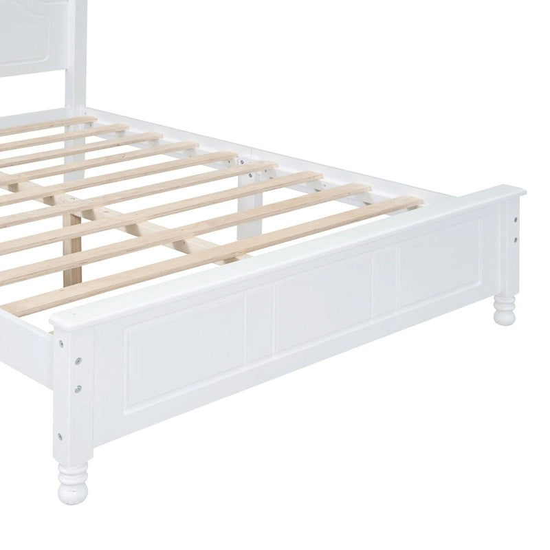 Cadre de lit plateforme en bois pleine grandeur, lit plateforme de style rétro