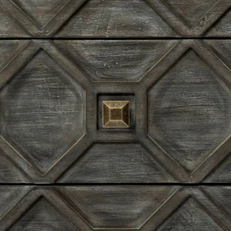 Placage de sapin gris avec cadre en fer et armoire d'appoint à 3 tiroirs
