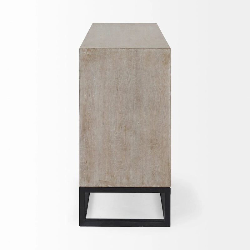 Placage de sapin gris avec cadre en fer et armoire d'appoint à 3 tiroirs