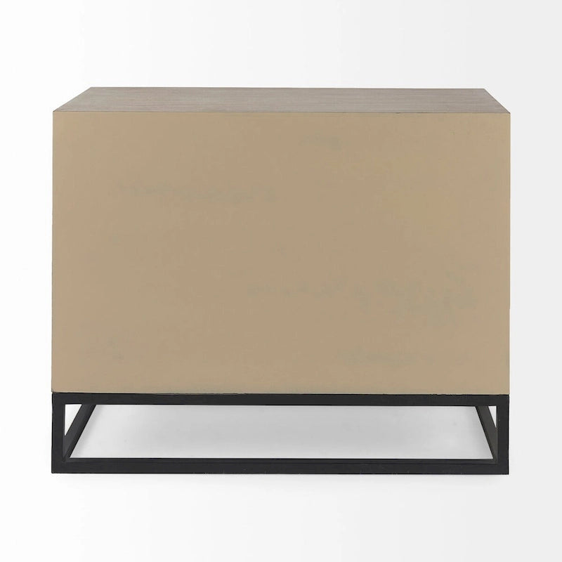 Placage de sapin gris avec cadre en fer et armoire d'appoint à 3 tiroirs