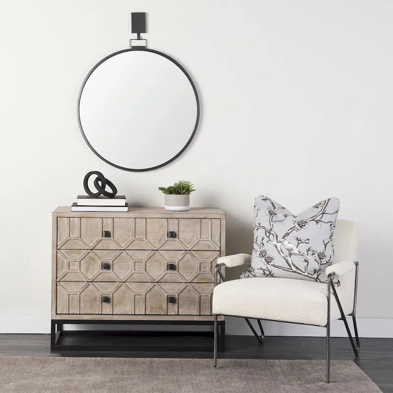 Placage de sapin gris avec cadre en fer et armoire d'appoint à 3 tiroirs