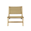 Fauteuil de salon sans accoudoirs en bois et jonc de mer tissé, style Mid-Century Modern