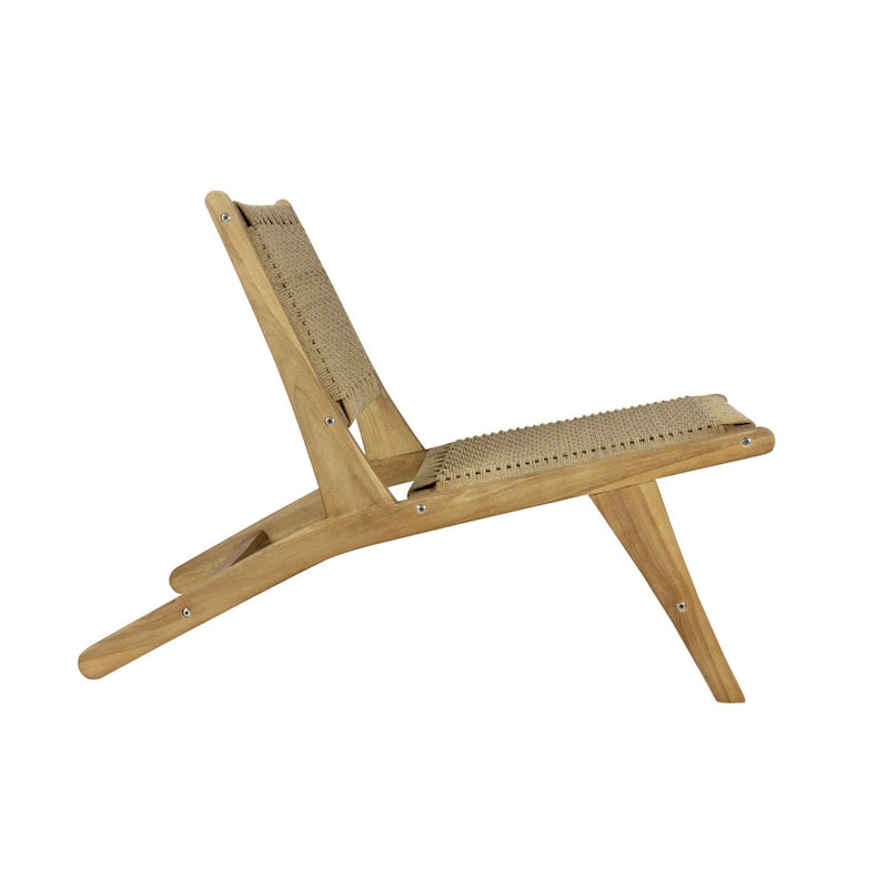Fauteuil de salon sans accoudoirs en bois et jonc de mer tissé, style Mid-Century Modern